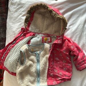 Baby Boden Floral Parka with Zip In Fleece Vest